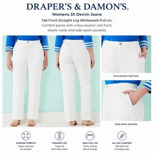 Drapers & Damons Womens 3X Whitewash‎ Straight Leg Pull On Denim Jeans 11155M/46